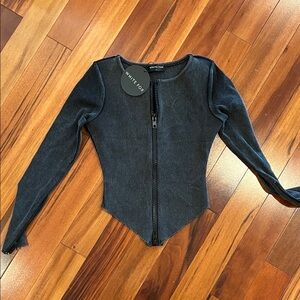 NWT White Fox Boutique Charcoal Zip-Up